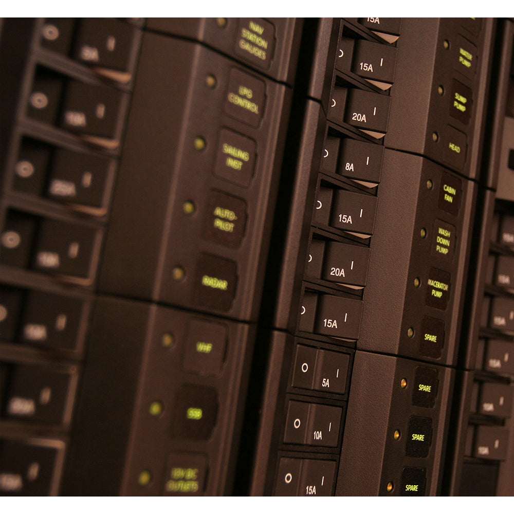 Blue Sea 7403 Single Pole Small Case 2" Flat Rocker Circuit Breaker (15 Amp)