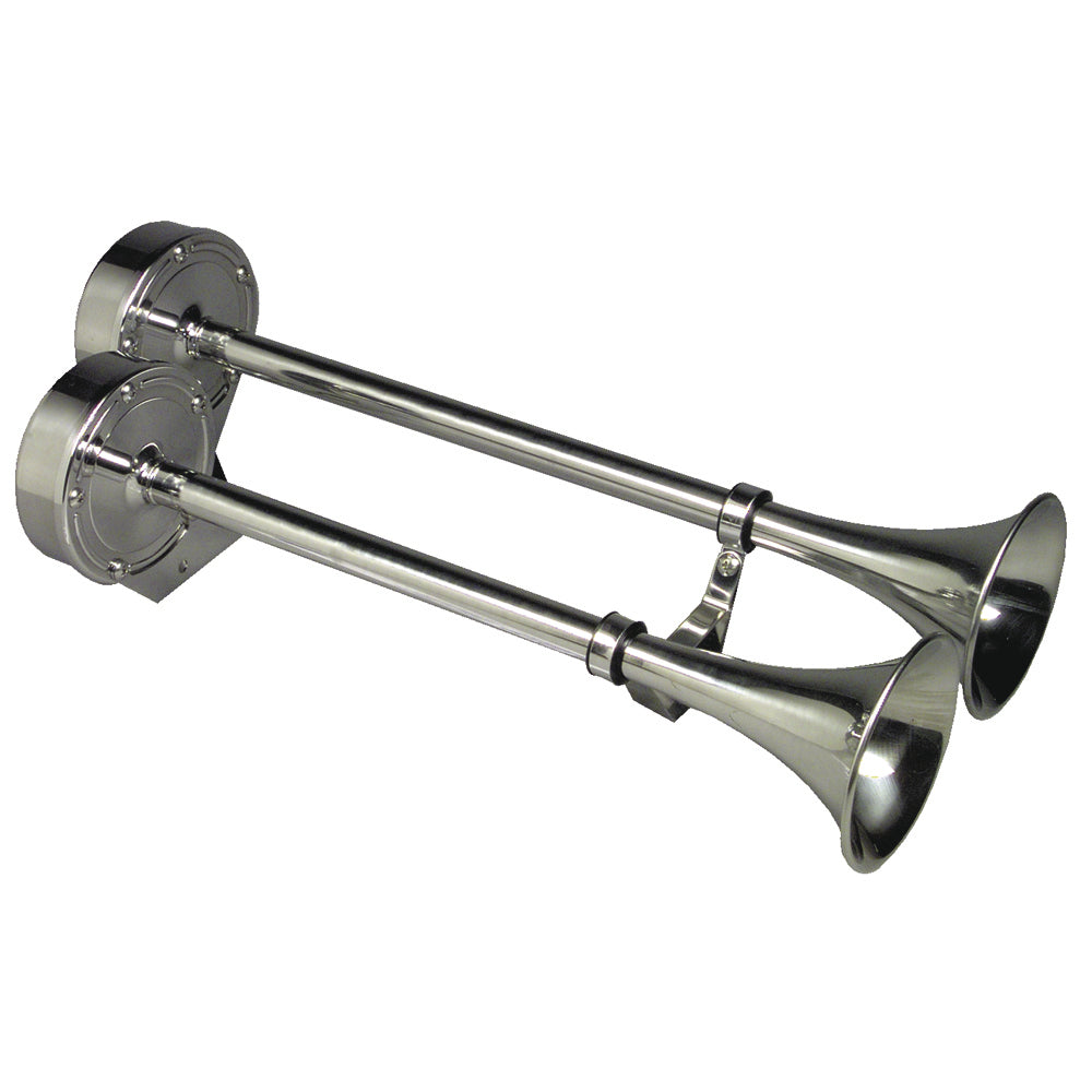 Schmitt Marine Deluxe All-Stainless Dual Trumpet Horn (12V)