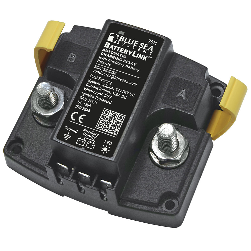 Blue Sea 7611 DC BatteryLink Automatic Charging Relay (120 Amp w/Auxiliary Battery Charging)