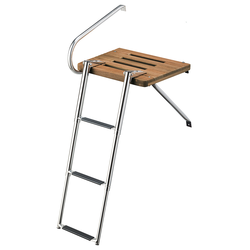 Whitecap Teak Swim Platform & 3-Step Telescoping Ladder (Outboard)