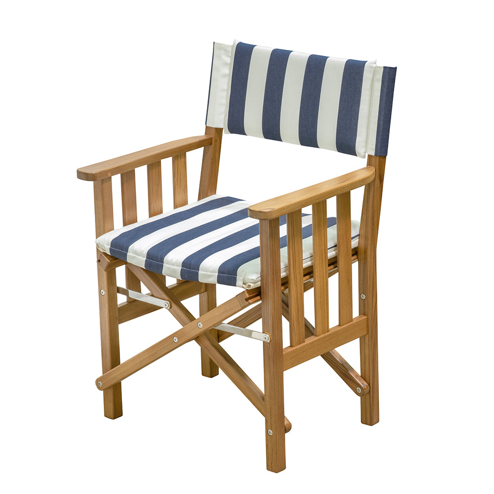 Whitecap Directors Chair II with Navy White Cushion (Teak)