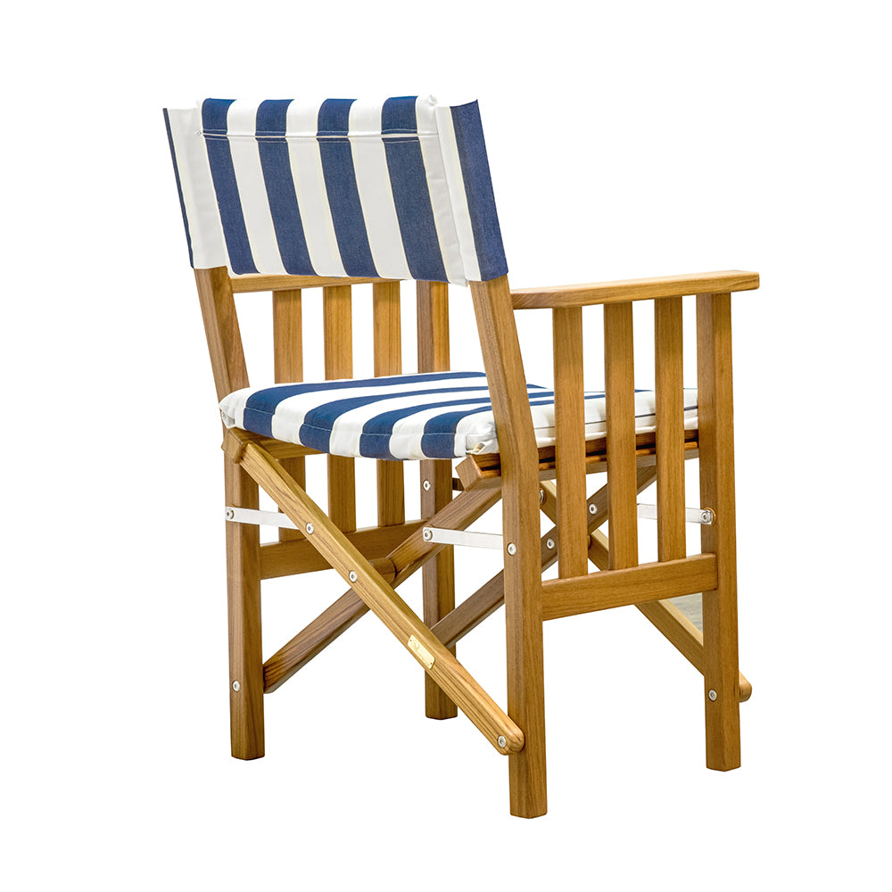 Whitecap Directors Chair II with Navy White Cushion (Teak)