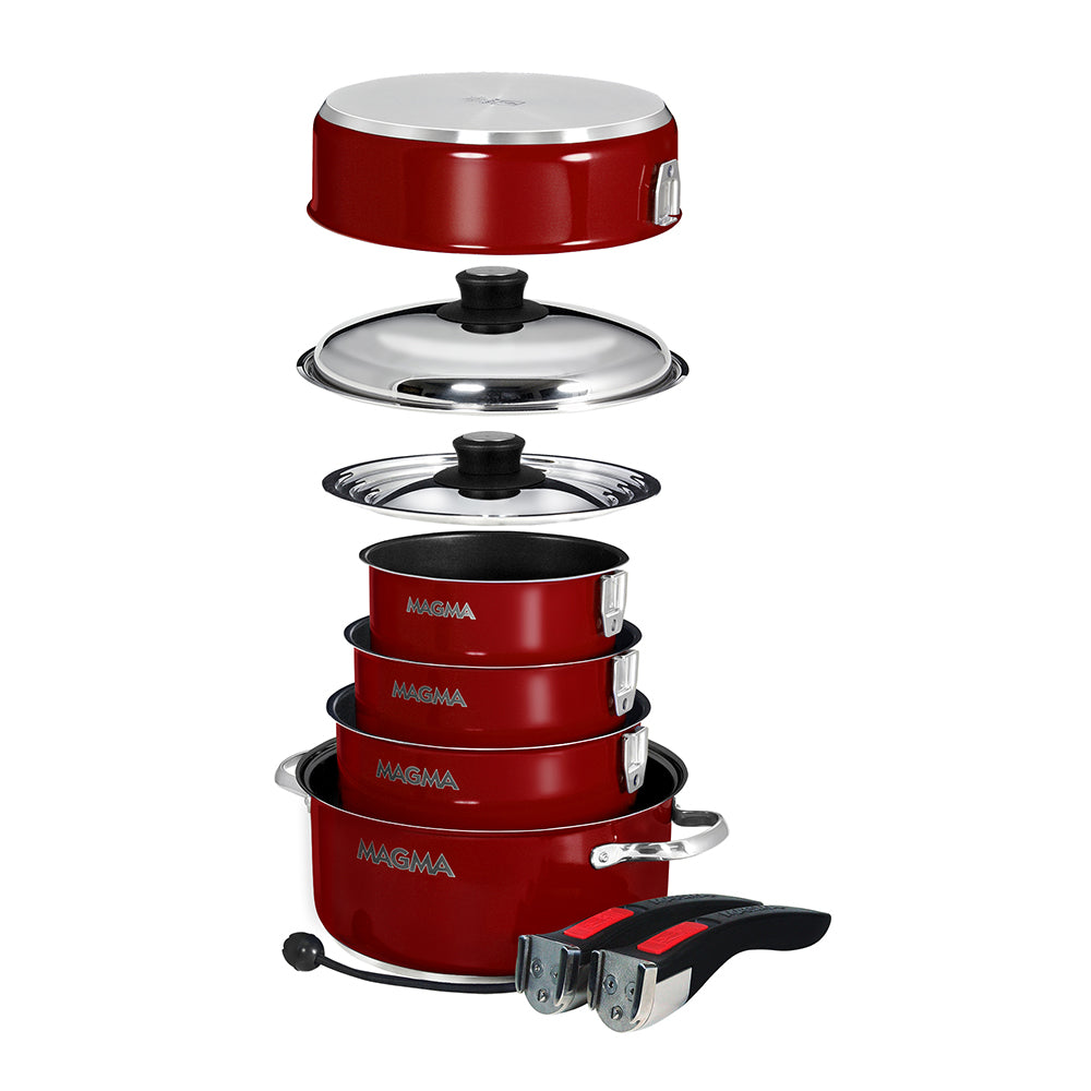 Magma Nestable 10 Piece Induction Non-Stick Enamel Finish Cookware Set (Red)