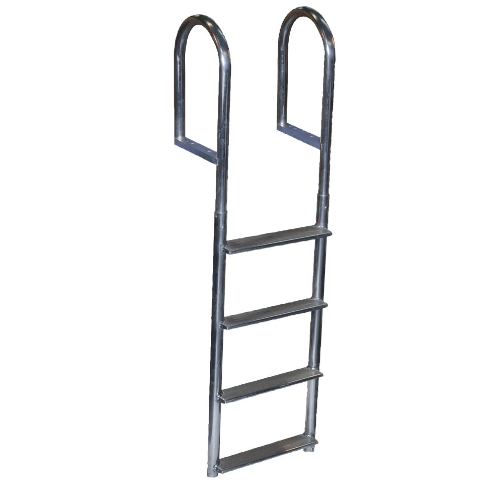 This is a four rung ladder with handles on the top for a boat. 