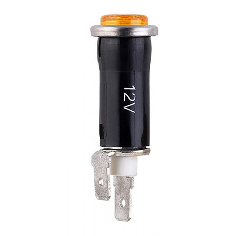 A orange button, 12V pressure valve gauge.