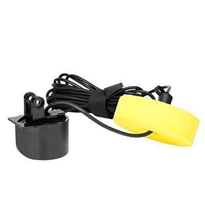 A yellow marine transducer for water navigation.