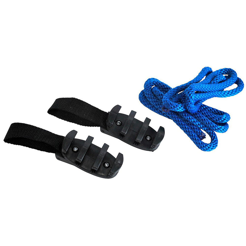 Attwood Fender hanger kit with ropes and black hooks to tie the rope. 