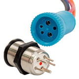 Bluewater 22mm In Rush Push Button Switch - Off/(On)/(On) Double Momentary Contact - Blue/Green/Red LED [9059-2123-1]