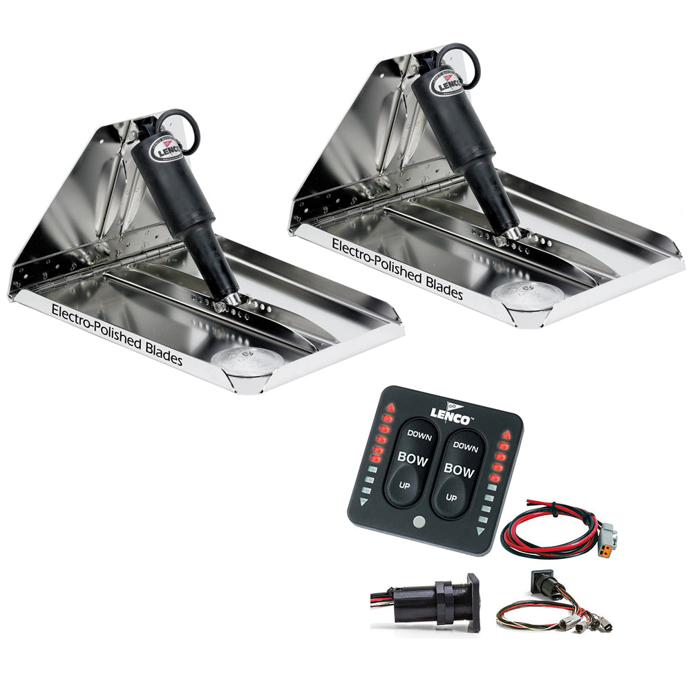 Lenco 16"x 12" Heavy Duty Performance Trim Tab Kit (w/LED Indicator Switch Kit)