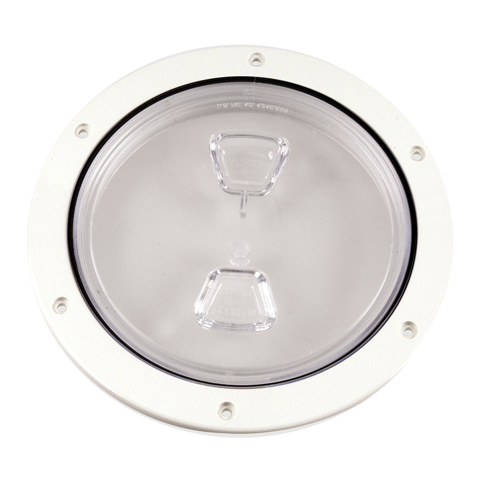 Beckson 6" Clear Center Screw Out Deck Plate (White)