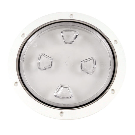 Beckson 8" Clear Center Screw-Out Deck Plate (White)