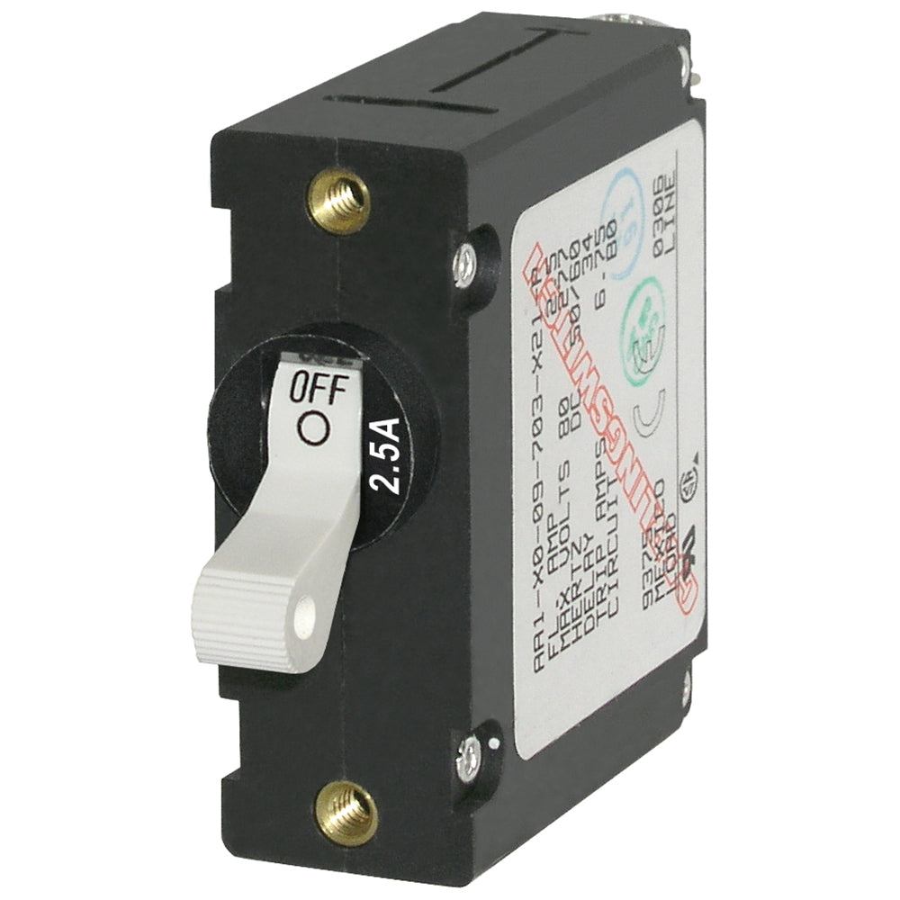 Blue Sea 7197 A-Series White Toggle Circuit Breaker (Single Pole 2.5A)