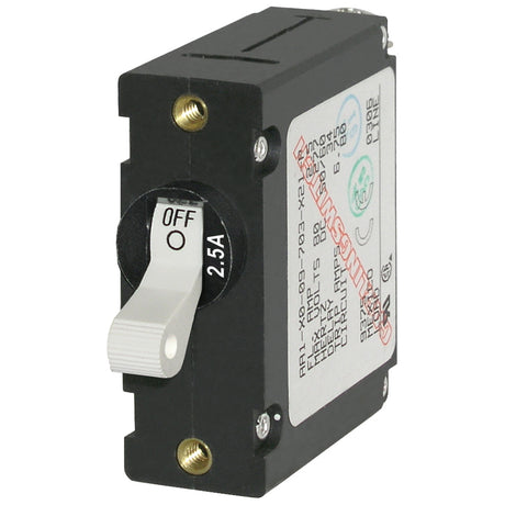 Blue Sea 7197 A-Series White Toggle Circuit Breaker (Single Pole 2.5A)