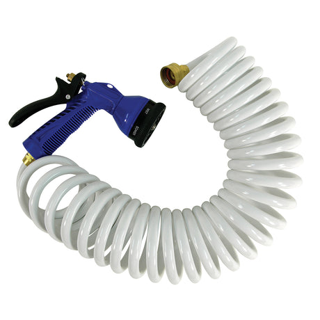 Whitecap 50 White Coiled Hose & Adjustable Nozzle