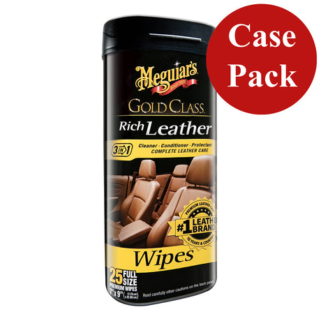 Meguiars Gold Class Rich Leather Cleaner Conditioner Wipes (Case of 6)