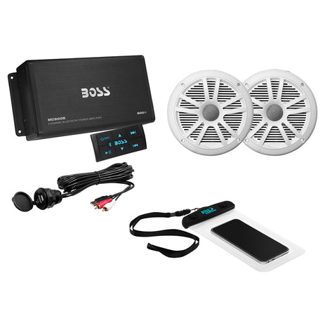 Boss Audio ASK902B.6 4 Channel Amplifier 6.5" Speaker Kit (White)
