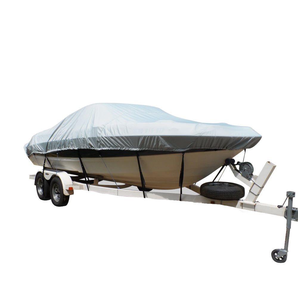 Carver Flex-Fit PRO Polyester Size 12 Boat Cover f/V-Hull Center Console Fishing Boats - Grey (79012)