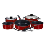 Magma Nestable 10 Piece Induction Non-Stick Enamel Finish Cookware Set (Red)