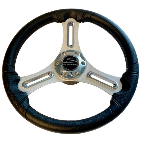 Schmitt Marine Torcello 14" Wheel - 03 Series - Polyurethane Wheel w/Chrome Trim  Cap - Brushed Spokes - 3/4" Tapered Shaft
