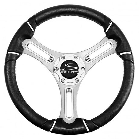 Schmitt Marine Torcello 14" Wheel - 04 Series - Polyurethane Wheel w/Chrome Trim  Cap - Brushed Spokes - 3/4" Tapered Shaft