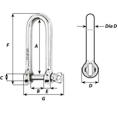 Wichard HR Long D Shackle - 10mm Diameter - 25/64" [11215]